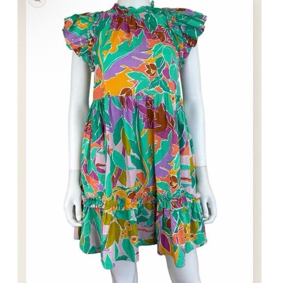 House of Harlow 1960 Dresses & Skirts - House of Harlow 1960 Women's Tired Ruffle Mini Dress Coltraihe Green Tropical